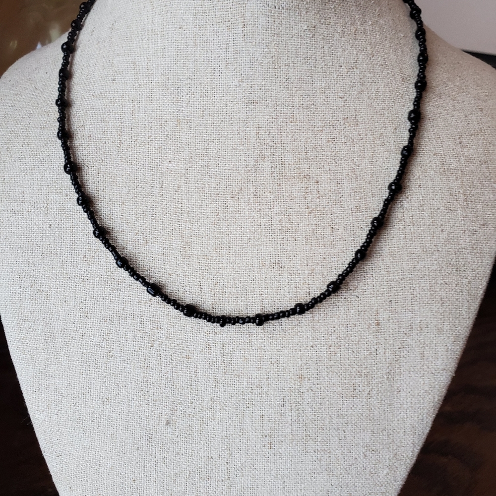 18.5" black beaded necklace
